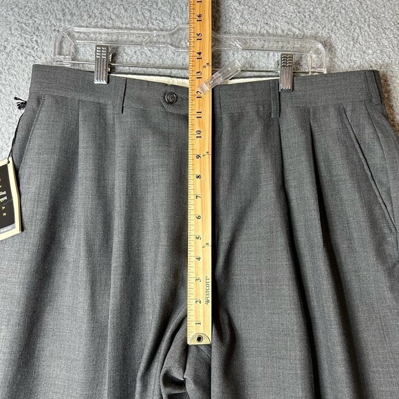 Haggar Black Label Wool Pants Men 36x30 Gray Wrinkle-Free Cuffed Career Work NEW - Picture 6 of 11
